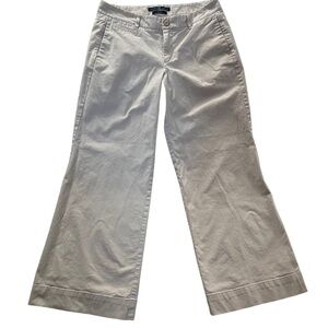 GAP Wide Leg Cropped Ankle Trousers Khaki Stretch 6